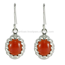 Natural Red Onyx Gemstone 925 Sterling Silver Drop Earrings